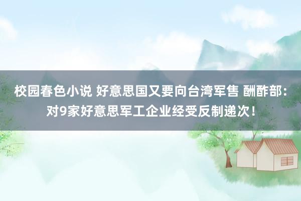 校园春色小说 好意思国又要向台湾军售 酬酢部：对9家好意思军工企业经受反制递次！