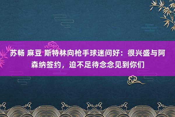 苏畅 麻豆 斯特林向枪手球迷问好：很兴盛与阿森纳签约，迫不足待念念见到你们