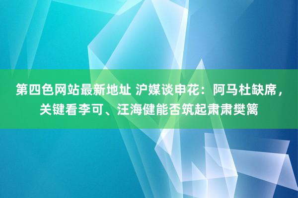 第四色网站最新地址 沪媒谈申花：阿马杜缺席，关键看李可、汪海健能否筑起肃肃樊篱